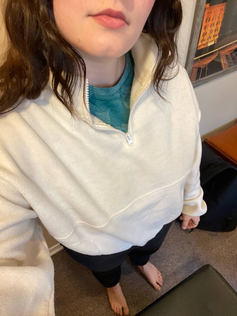 Ardene Cream Quarter-Zip Turtleneck Fleece Sweater - Picture 4 of 7